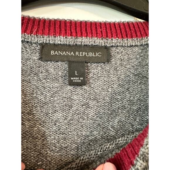 Banana Republic Merino extra fine Wool blend sweater Men’s black and gray Large - Picture 2 of 7